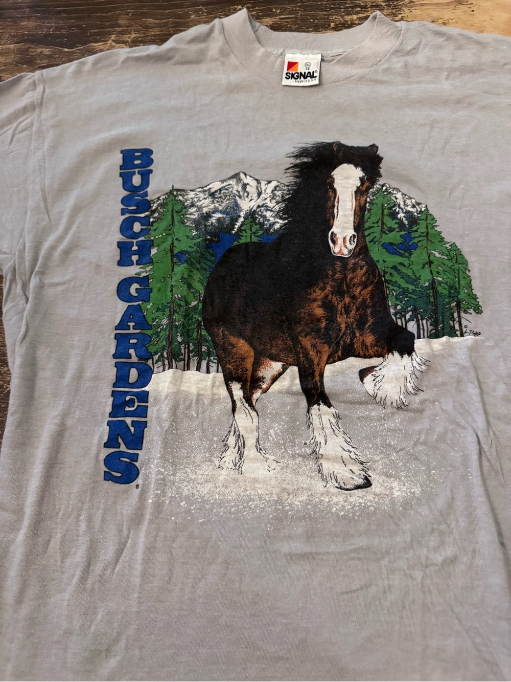 Vintage Busch Gardens Clydesdale Horse L. Tibbs Graphic T-shirt
